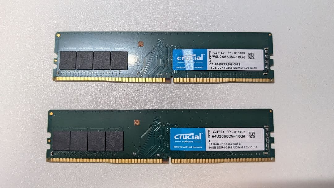 Crucial 16GB DDR4 メモリ 2枚（計32GB）