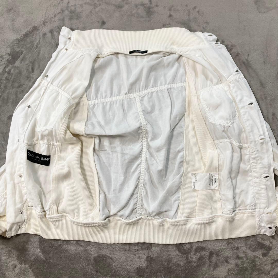 ドルチェ&ガッパーナ リネン100% ブルゾン ジャケット ホワイト 48(L)