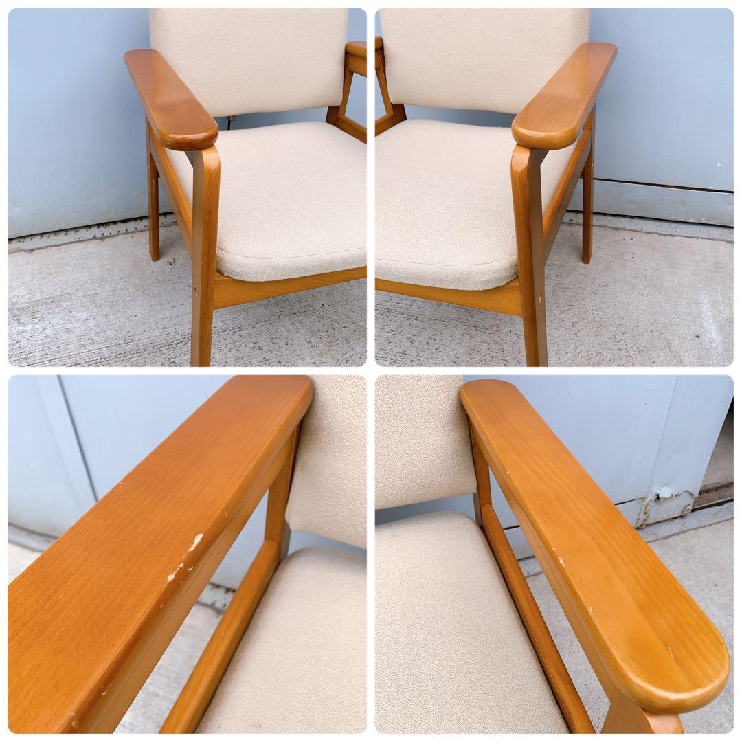 【2脚送料込】hikari 光製作所 木製アームチェア 高座椅子 レトロ家具①