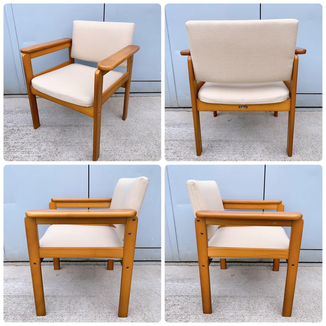 【2脚送料込】hikari 光製作所 木製アームチェア 高座椅子 レトロ家具①