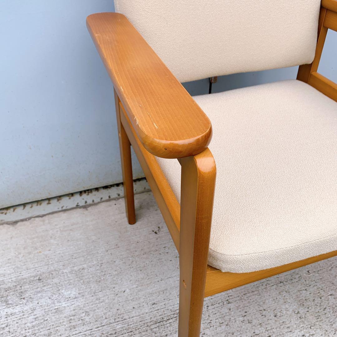 【2脚送料込】hikari 光製作所 木製アームチェア 高座椅子 レトロ家具①