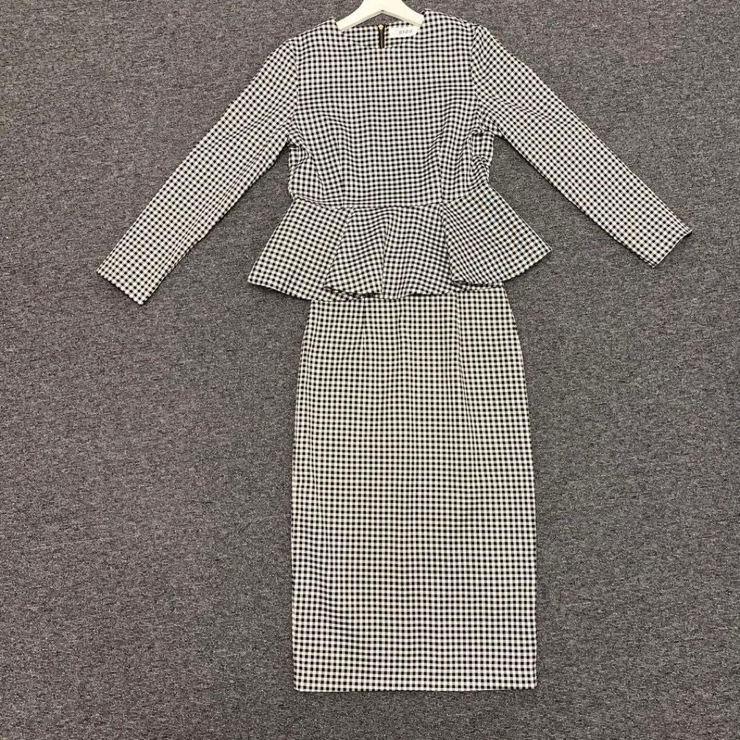 JENNEギンガムチェック ペプラムトップス＆スカートセット