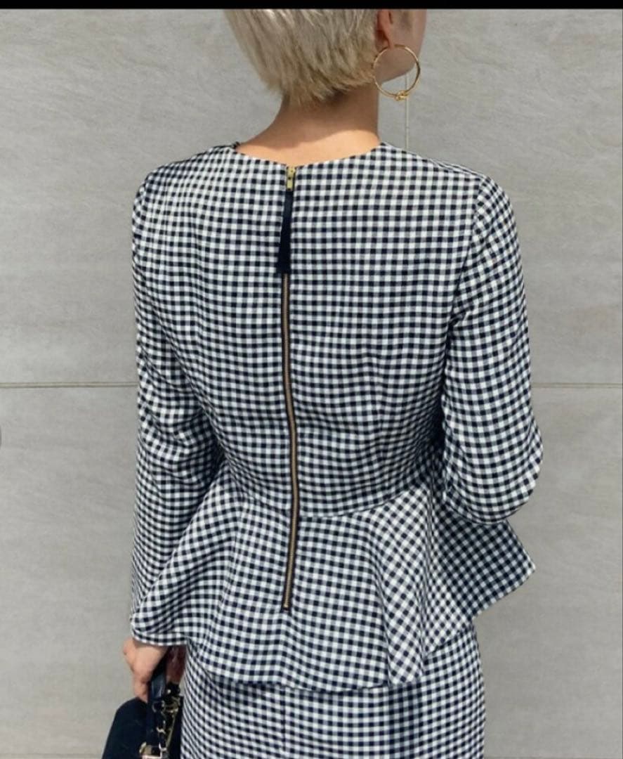 JENNEギンガムチェック ペプラムトップス＆スカートセット