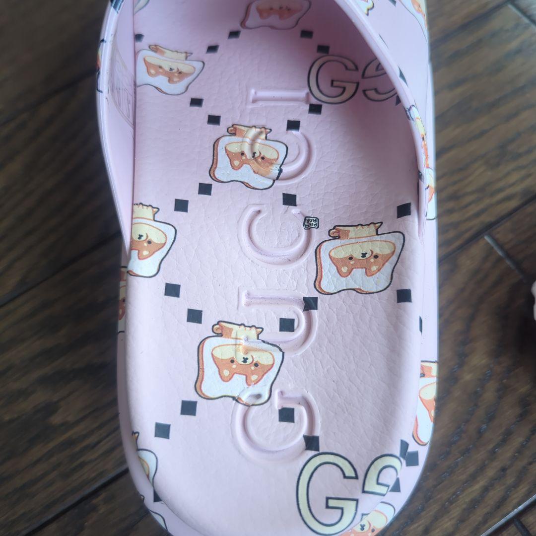 専用GUCCI犬イラスト ピンク スライドサンダル