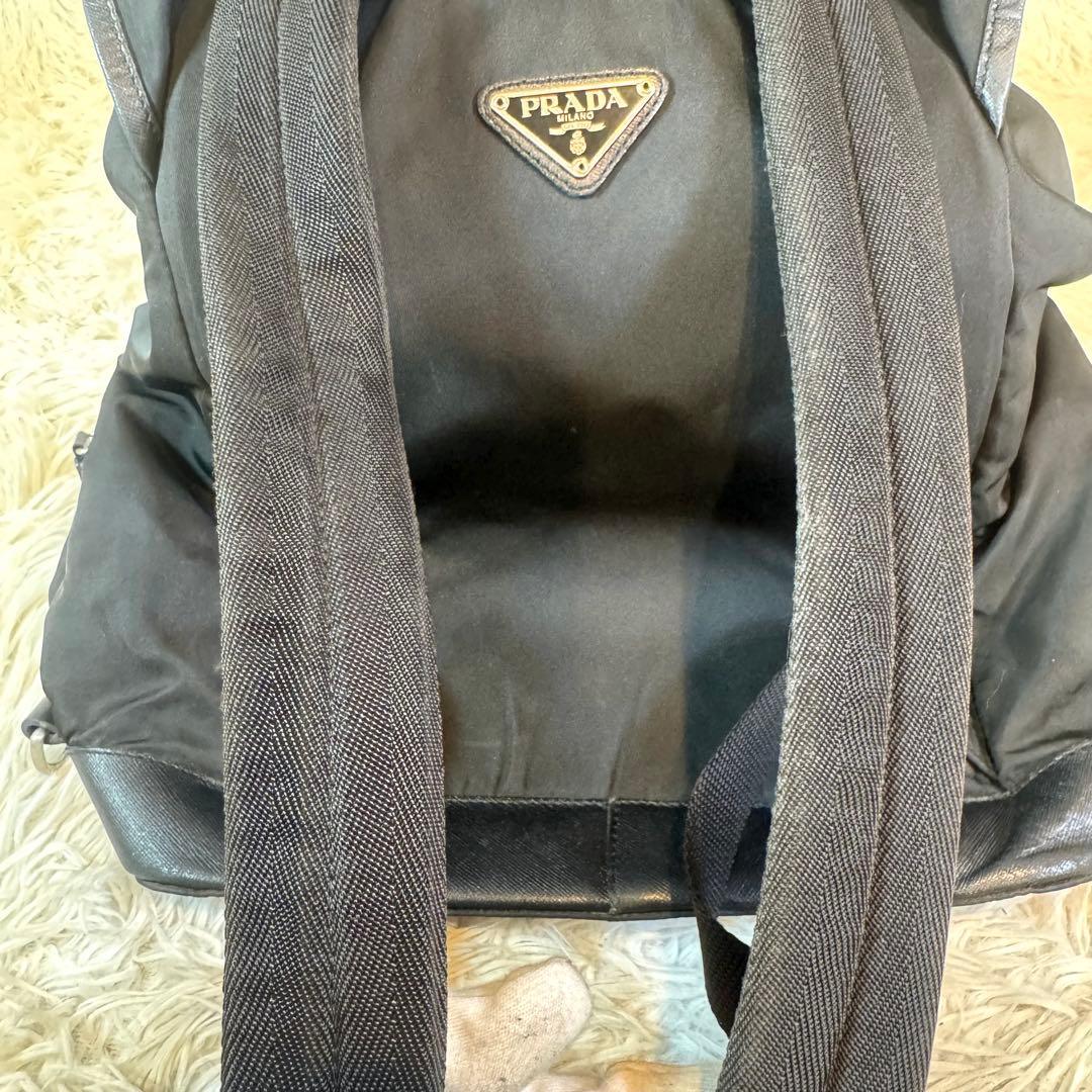 人気✨プラダ リュック 三角ロゴ サフィアーノレザー テスートナイロン ブラック