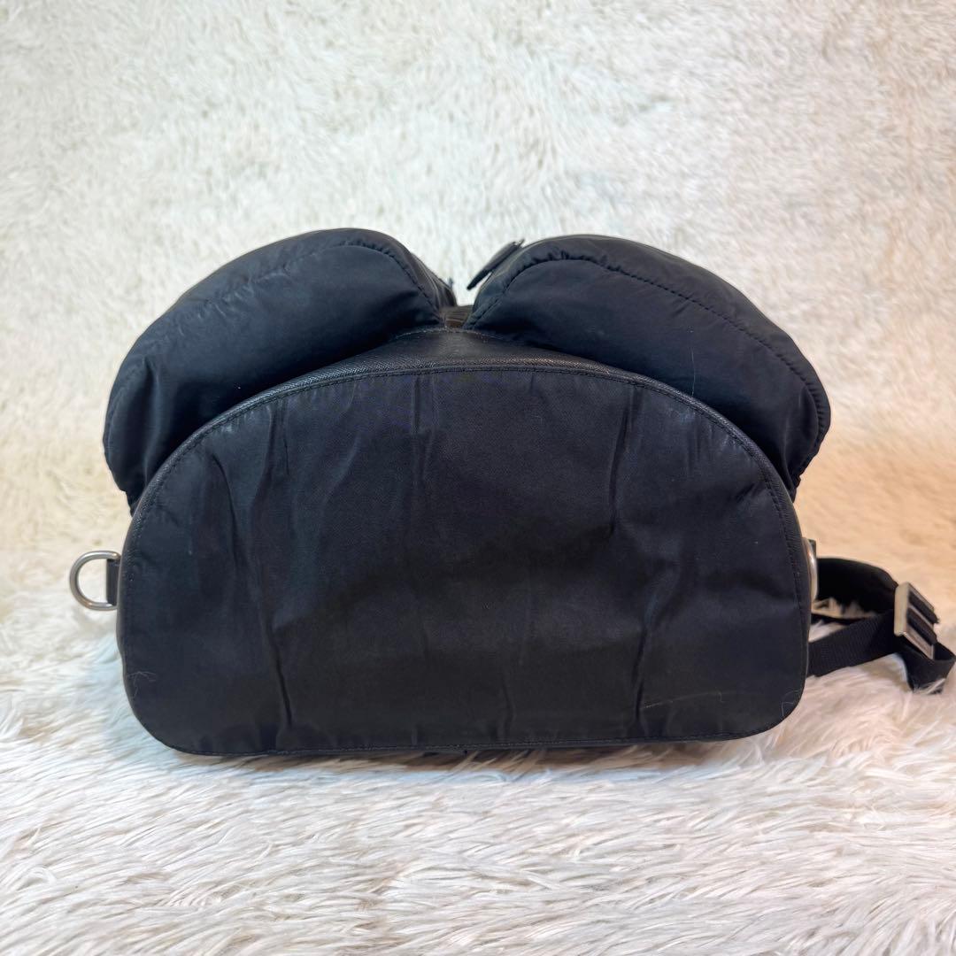 人気✨プラダ リュック 三角ロゴ サフィアーノレザー テスートナイロン ブラック