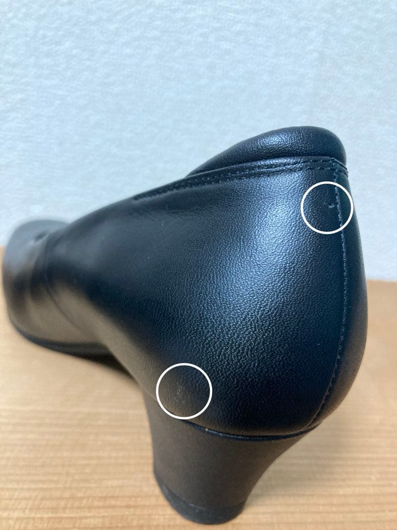 【美品】pedala ペダラ ブラック レザー スクエアトゥ パンプス 23.5