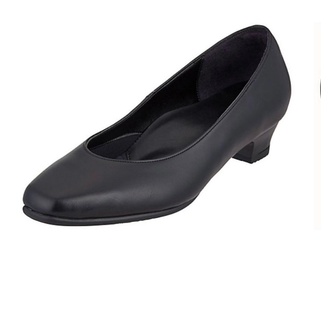 【美品】pedala ペダラ ブラック レザー スクエアトゥ パンプス 23.5