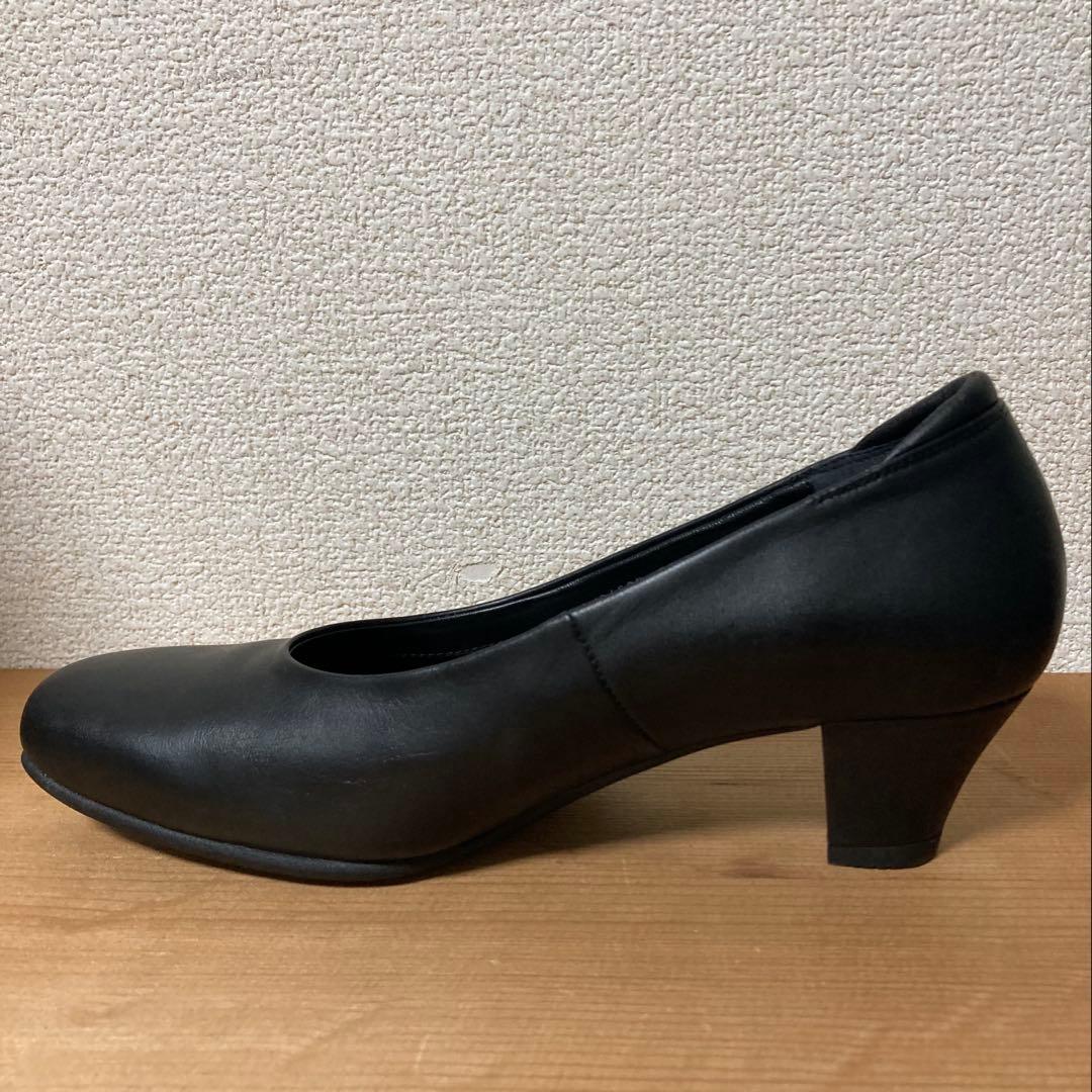 【美品】pedala ペダラ ブラック レザー スクエアトゥ パンプス 23.5