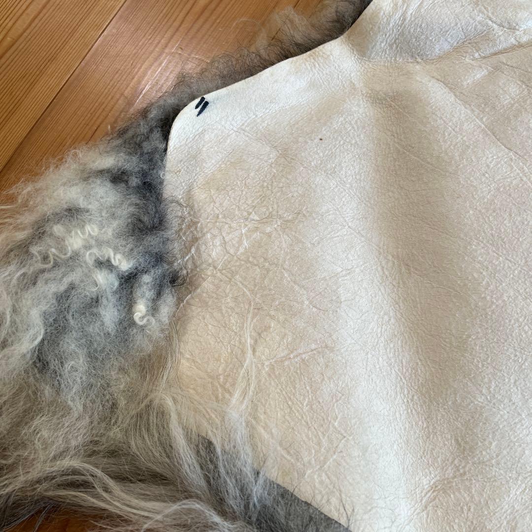 羊毛ラグ 白黒混合