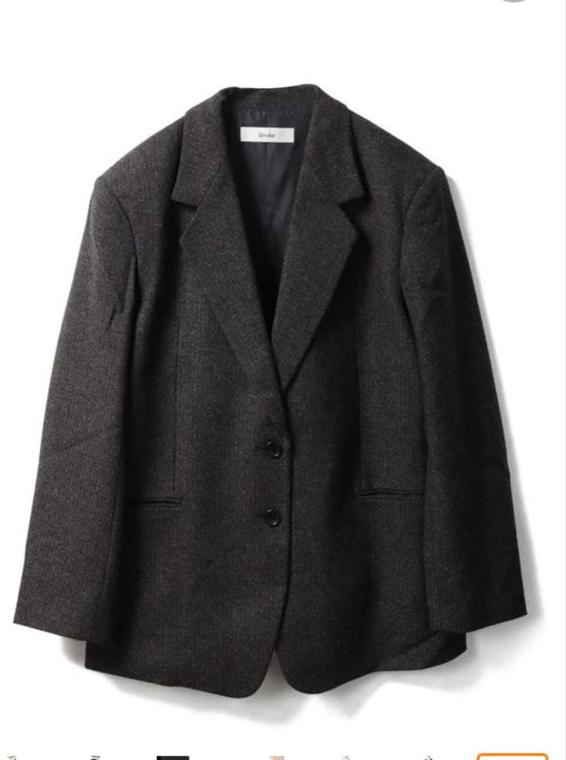 アンヌーク ヘリンボーンウールジャケット 36 ブラウン