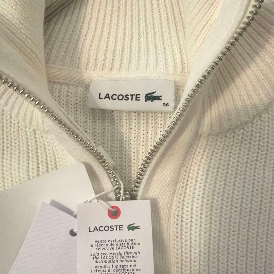 新品タグ付き✨️ラコステ ジップアップ ローゲージニットブルゾン 36 M 白