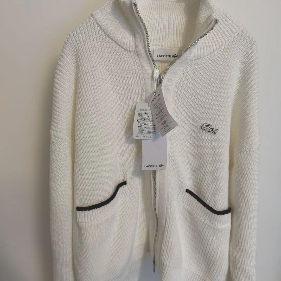 新品タグ付き✨️ラコステ ジップアップ ローゲージニットブルゾン 36 M 白