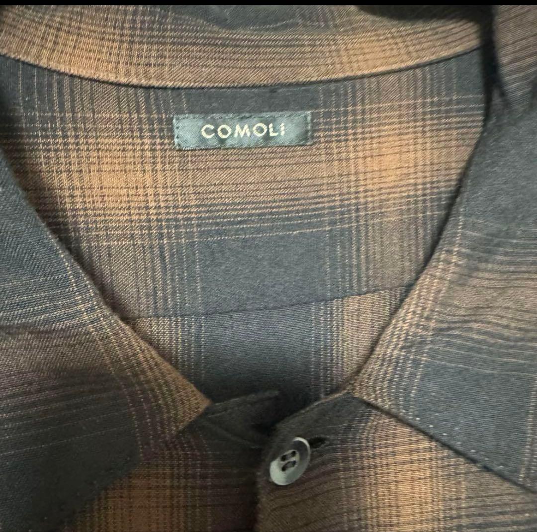 美品　24SS COMOLI レーヨンオープンカラーシャツ　チェック