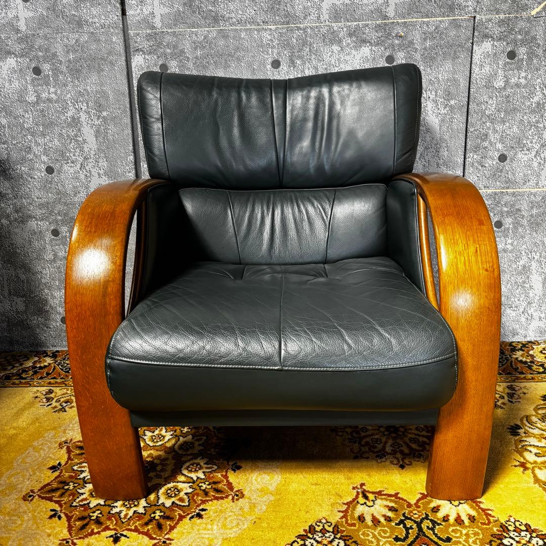 ꧁カリモク家具 karimoku꧂1人掛けアームソファ レザー 革 チェア