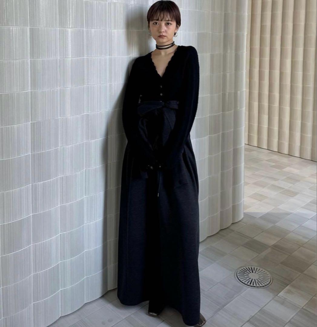 AMERI UND PIN TUCK LACE LIKE KNIT TOP新品F