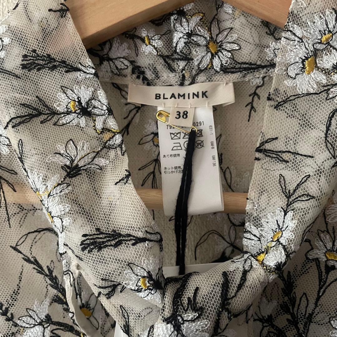 ブラミンク2025SPRING フラワーチュールレースリボンブラウス　38