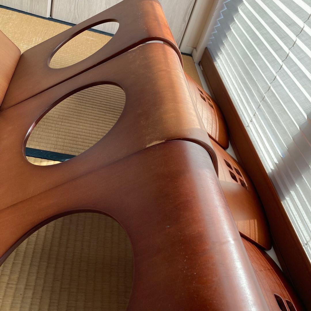 【6脚まとめ売り】 木製座椅子 曲げ座椅子 和座椅子 旅館座椅子　古民家