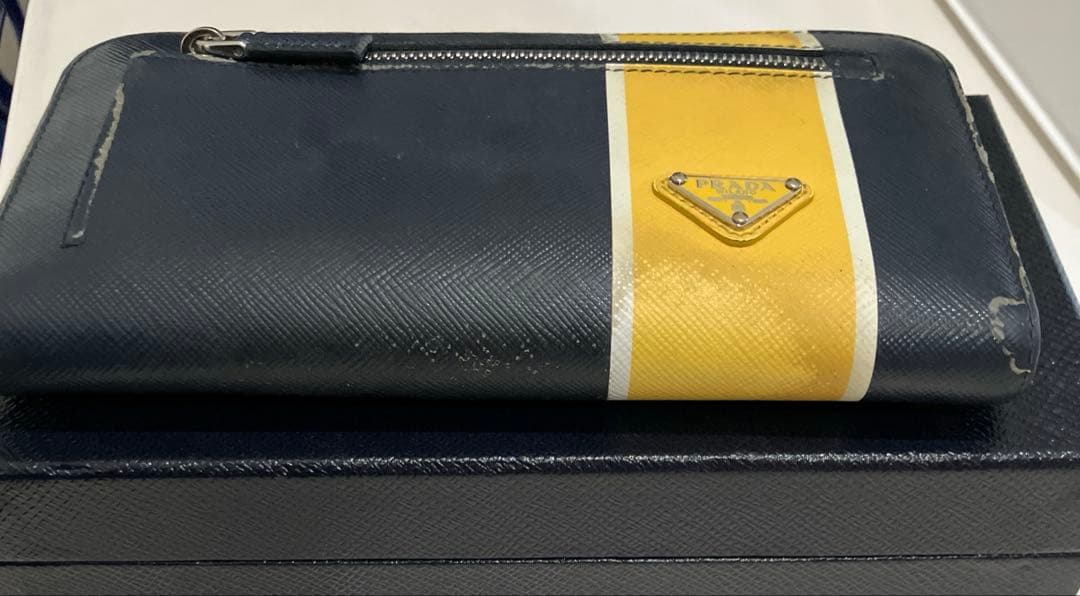 PRADA プラダ ラウンドファスナー長財布 バイカラー