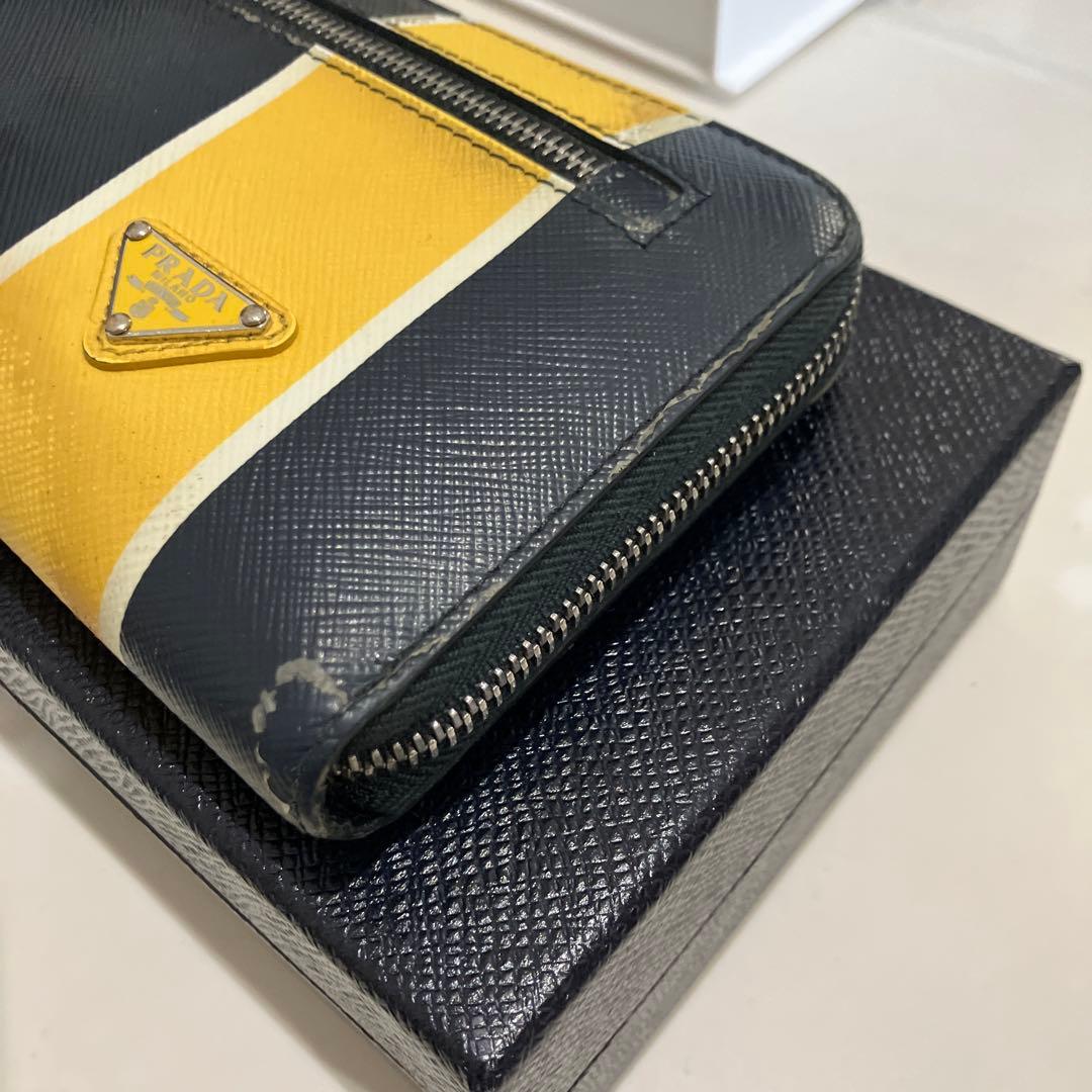 PRADA プラダ ラウンドファスナー長財布 バイカラー