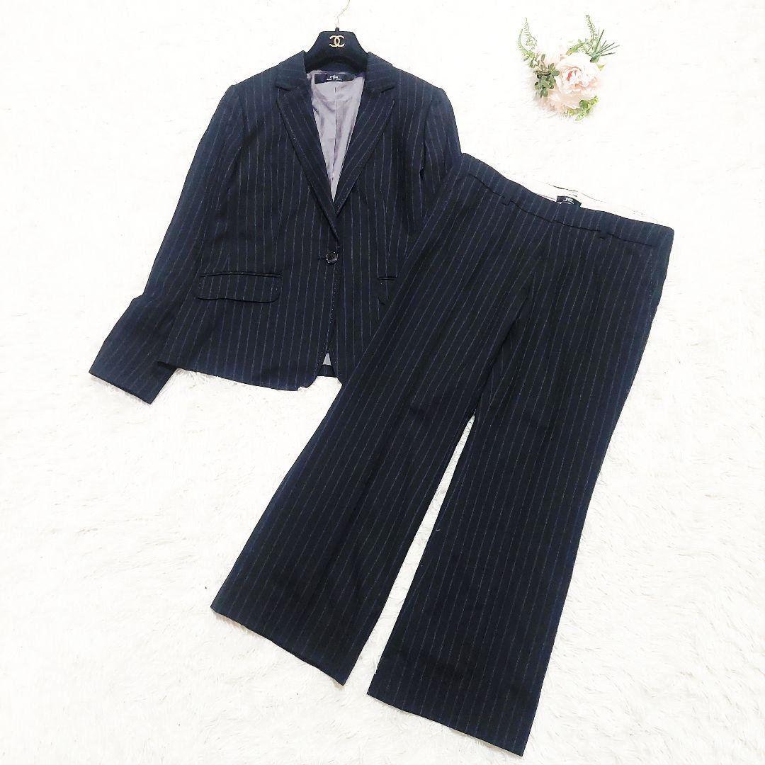 INED 大きいサイズ 15号 ウール パンツスーツ セットアップ ストライプ