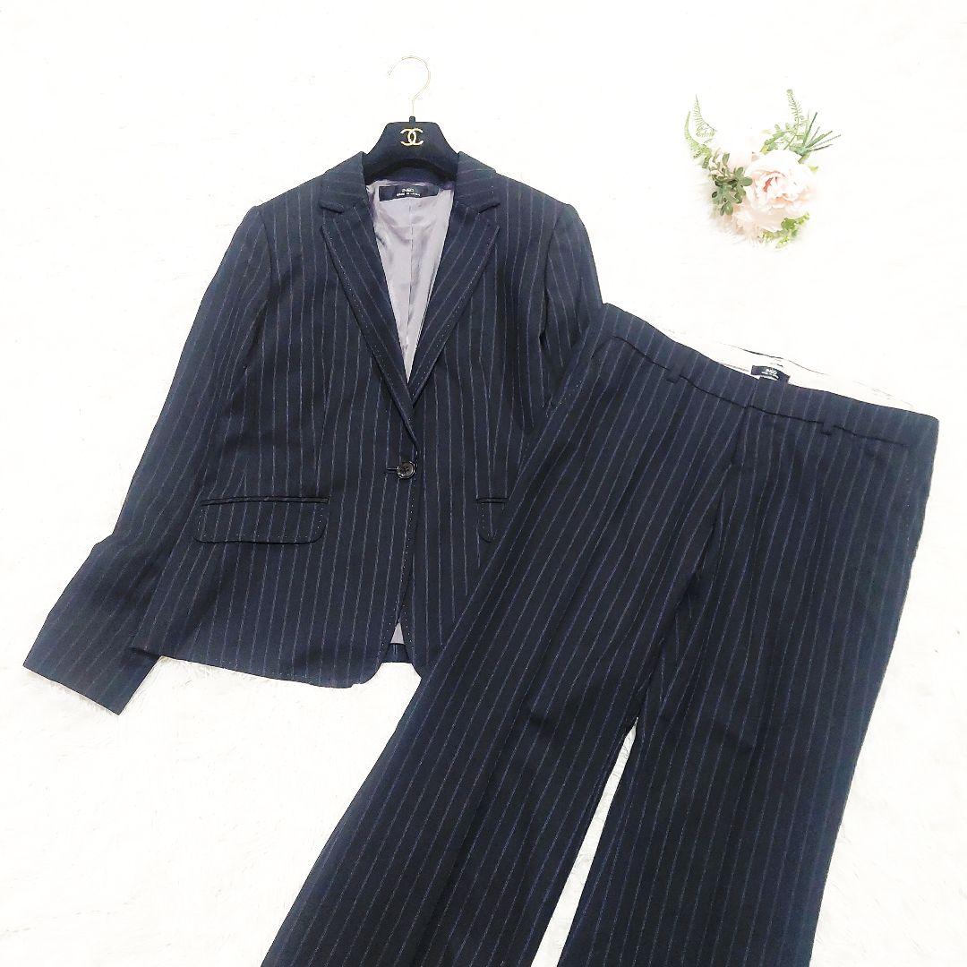 INED 大きいサイズ 15号 ウール パンツスーツ セットアップ ストライプ