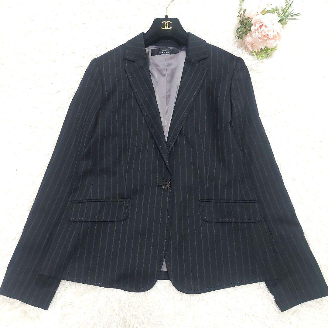 INED 大きいサイズ 15号 ウール パンツスーツ セットアップ ストライプ