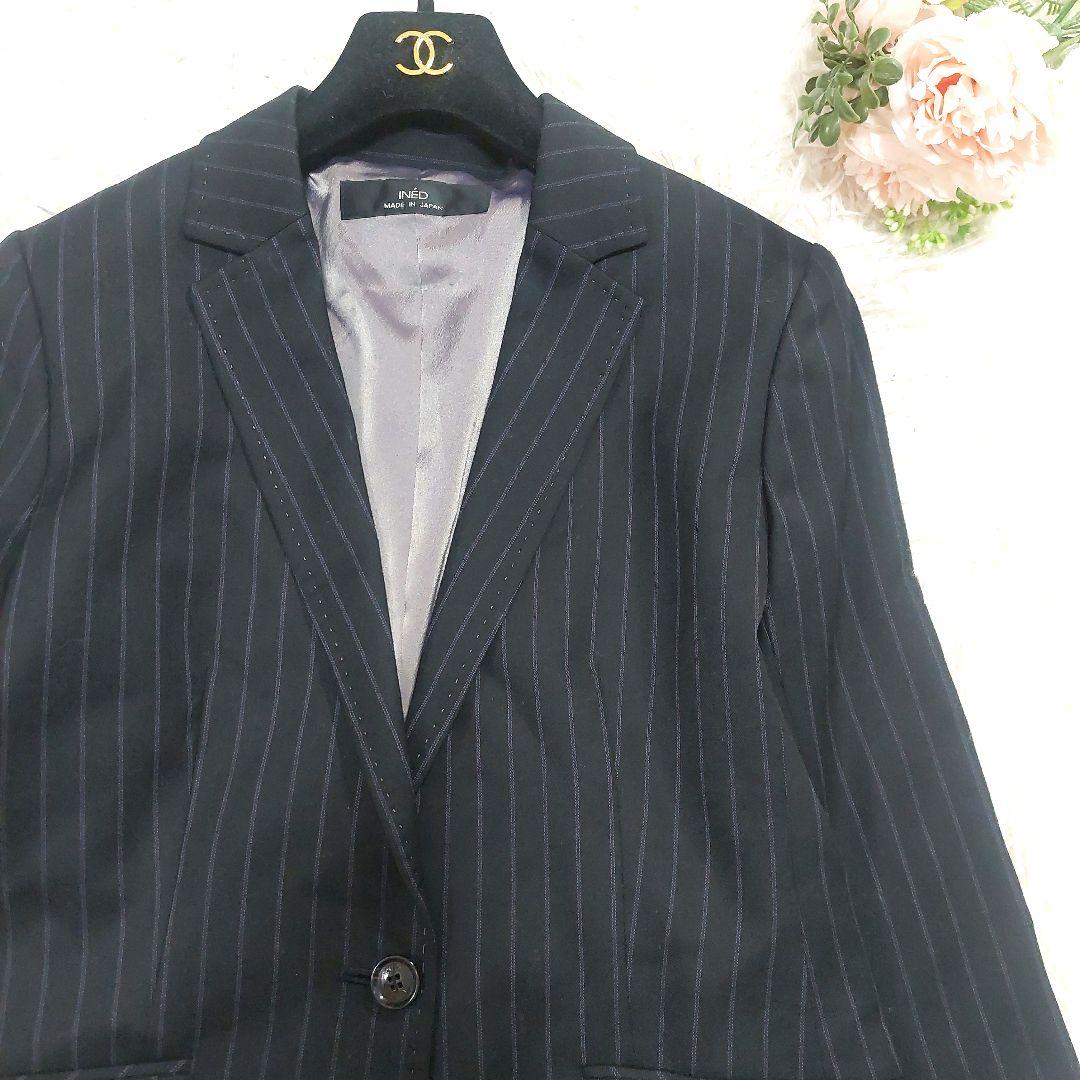 INED 大きいサイズ 15号 ウール パンツスーツ セットアップ ストライプ