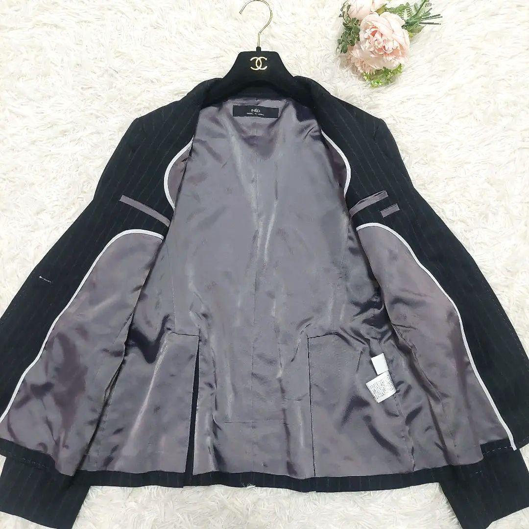 INED 大きいサイズ 15号 ウール パンツスーツ セットアップ ストライプ