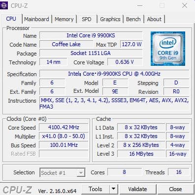 Intel Core i9 9900KS CPU 【動作確認済】