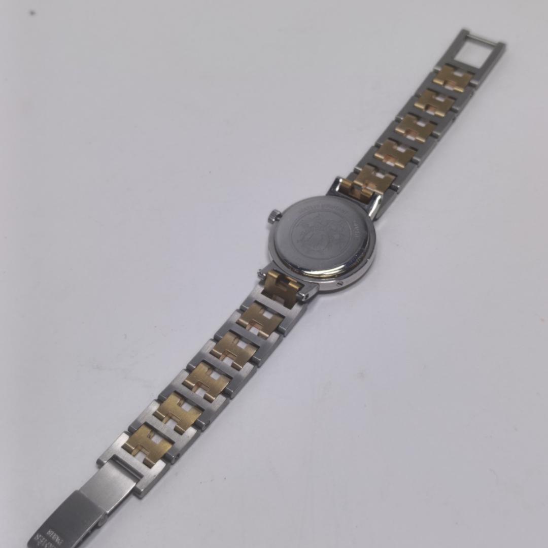 新品電池交換済 エルメス クリッパー 24mm アイボリーダイヤル コンビブレス