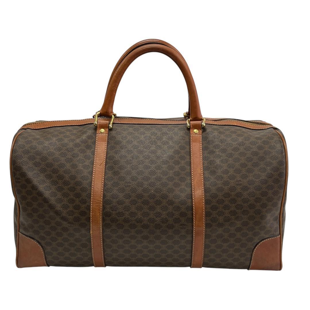 美品 CELINE セリーヌ ボストンバッグ マカダム トリオンフ 旅行鞄 茶