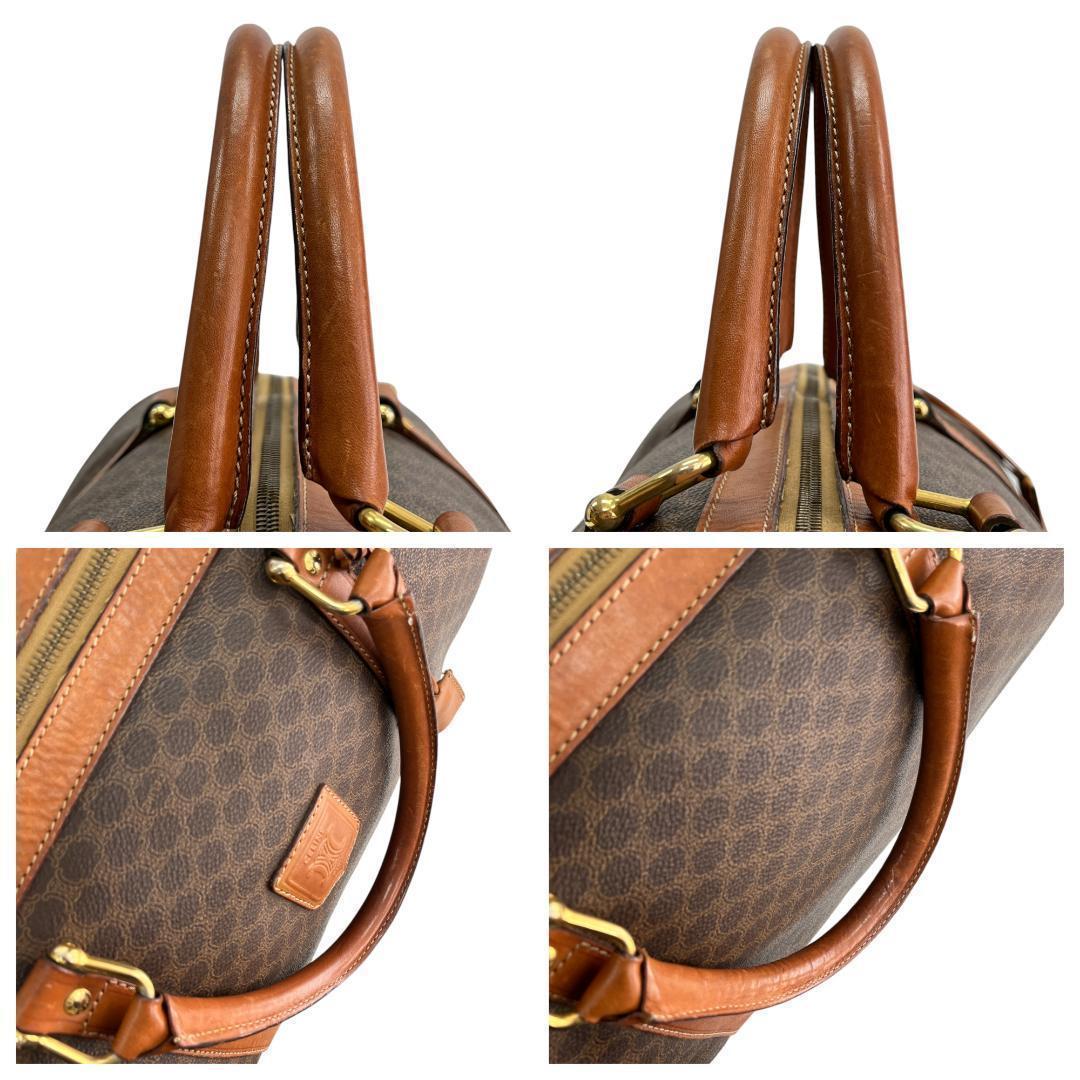 美品 CELINE セリーヌ ボストンバッグ マカダム トリオンフ 旅行鞄 茶