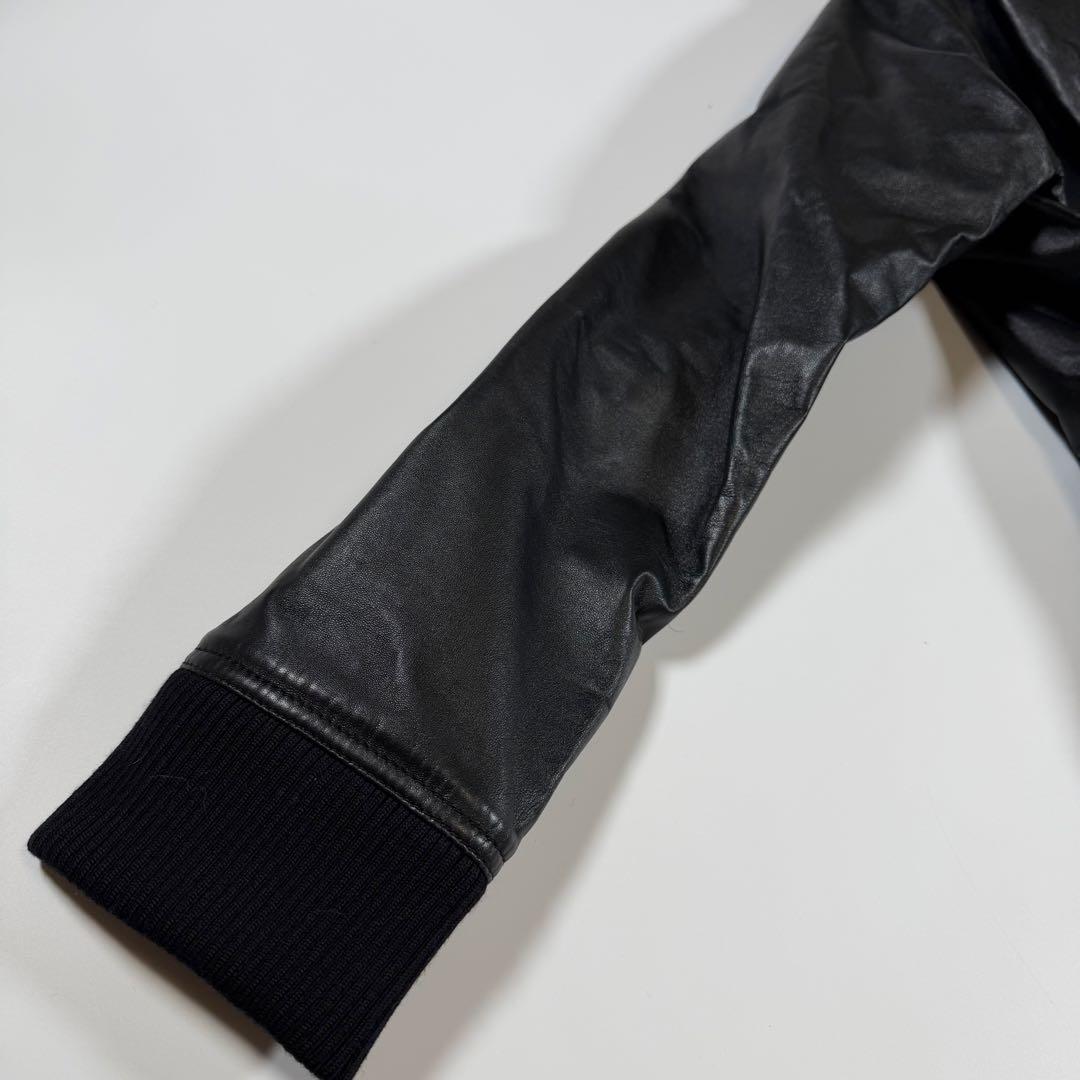 【新品未使用】【現行】バーバリー　ラムレザーパーカー　プルオーバー　黒　S