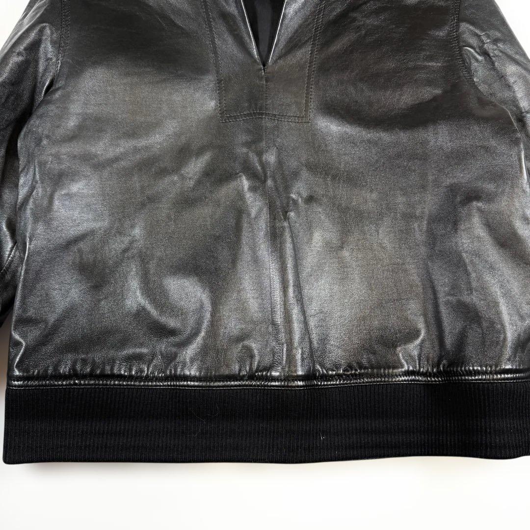 【新品未使用】【現行】バーバリー　ラムレザーパーカー　プルオーバー　黒　S