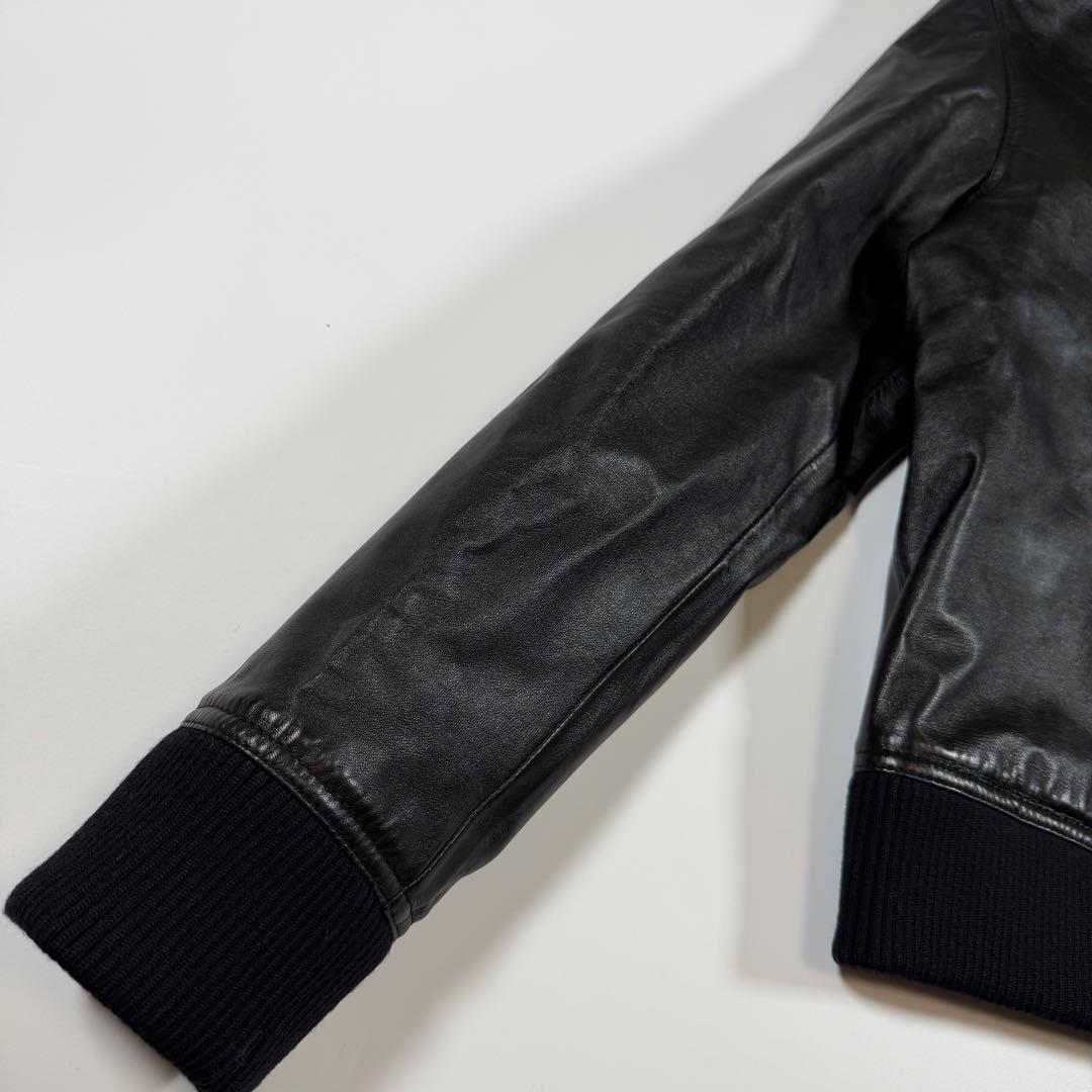 【新品未使用】【現行】バーバリー　ラムレザーパーカー　プルオーバー　黒　S