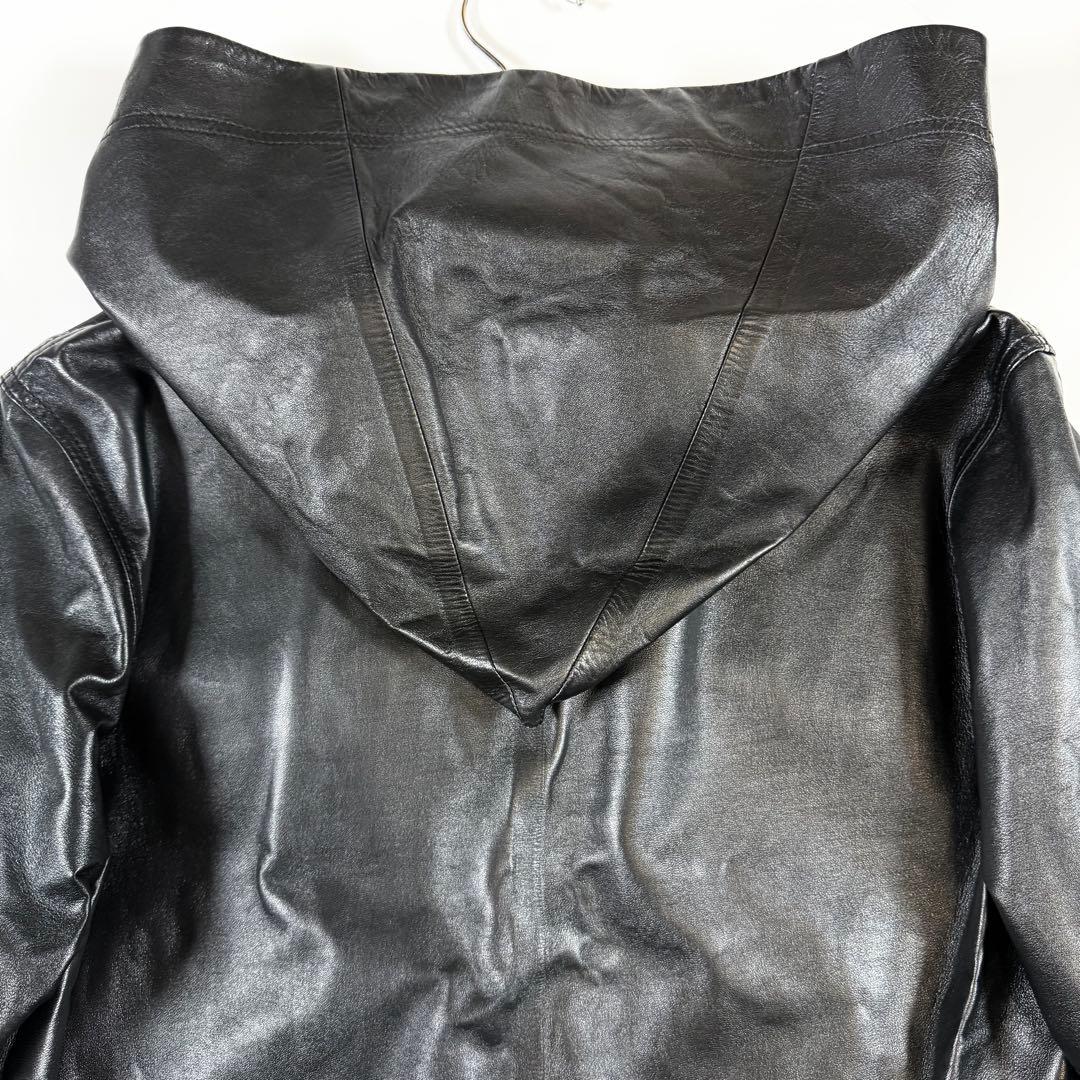 【新品未使用】【現行】バーバリー　ラムレザーパーカー　プルオーバー　黒　S