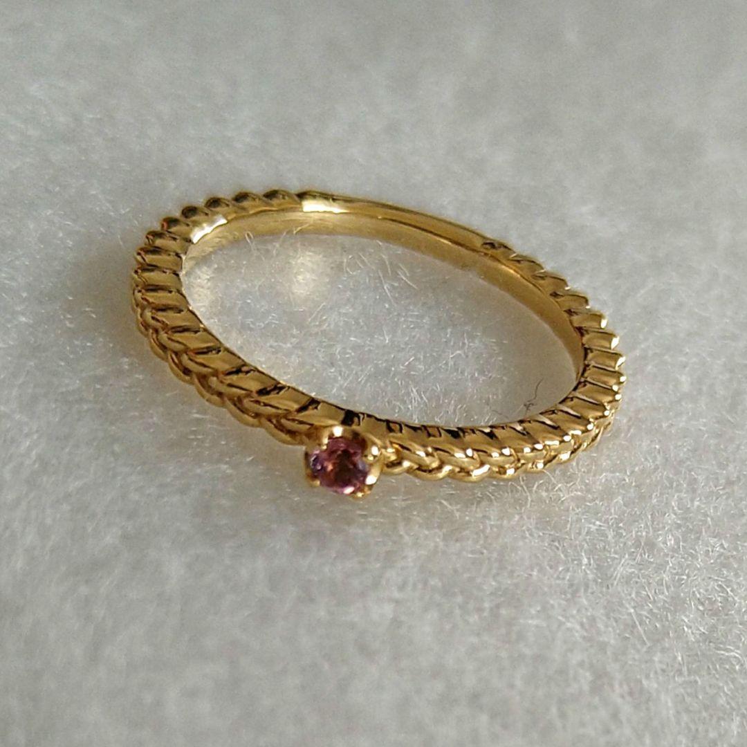 極美品　NOJESS K10 YG ピンクトルマリン リング 7号　未使用級