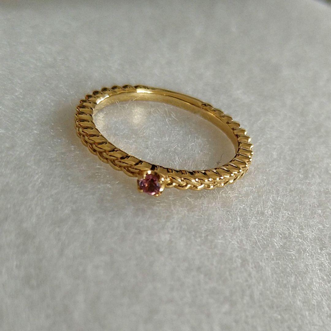 極美品　NOJESS K10 YG ピンクトルマリン リング 7号　未使用級