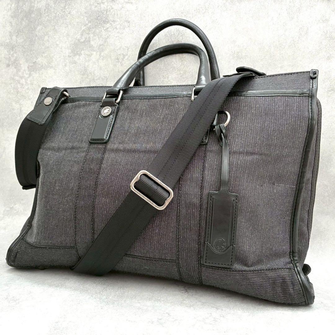 希少/美品✨ハンティングワールド 2way ビジネスバッグ デニム レザー A4