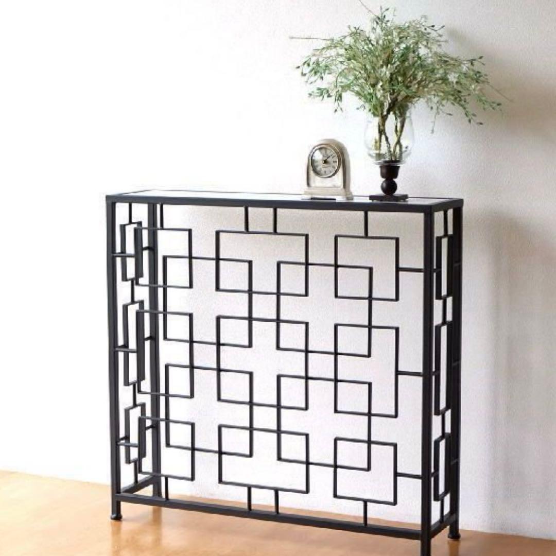 美品 大理石とアイアンのコンソールテーブル