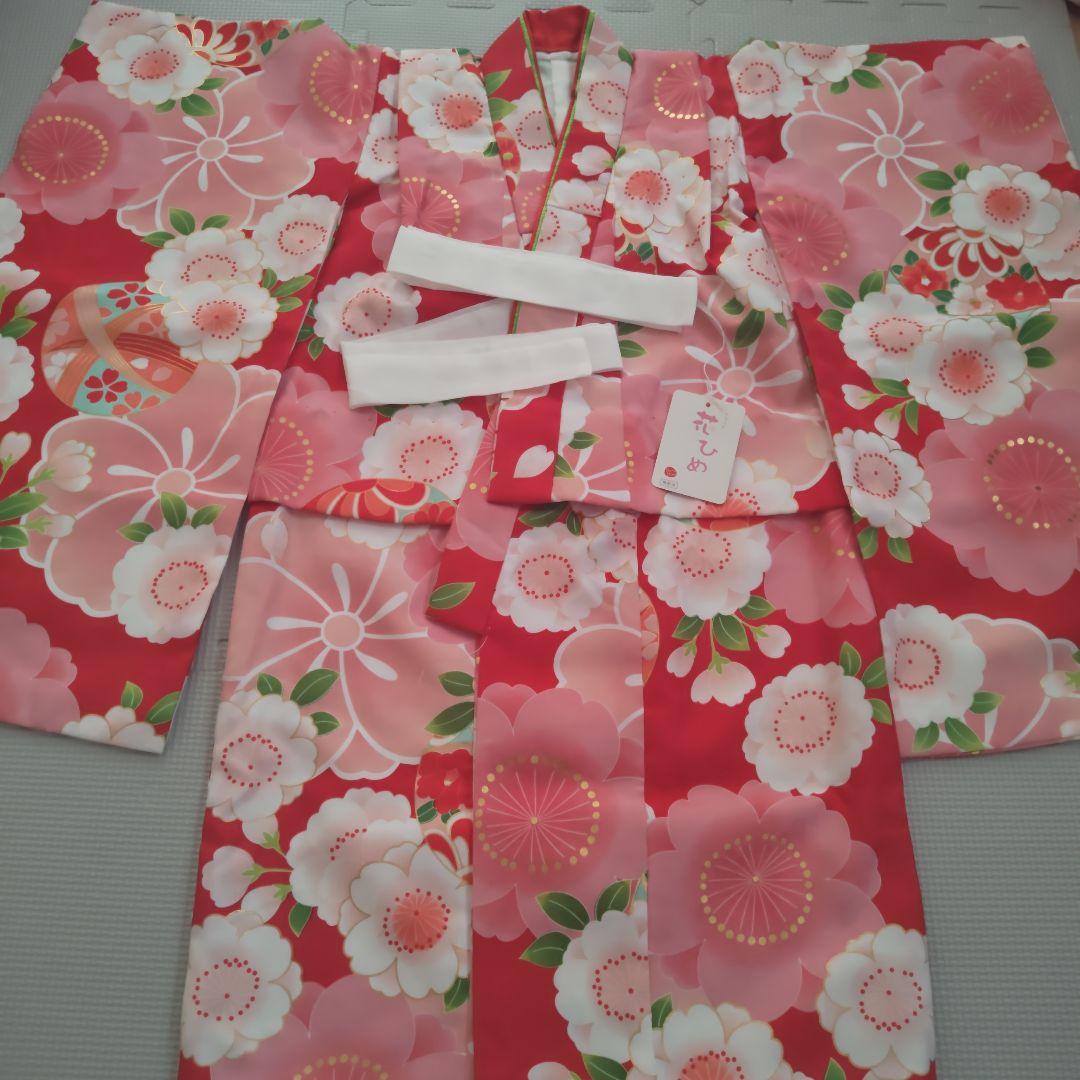 七五三セット　 3歳　女の子　着物　花柄　紅白