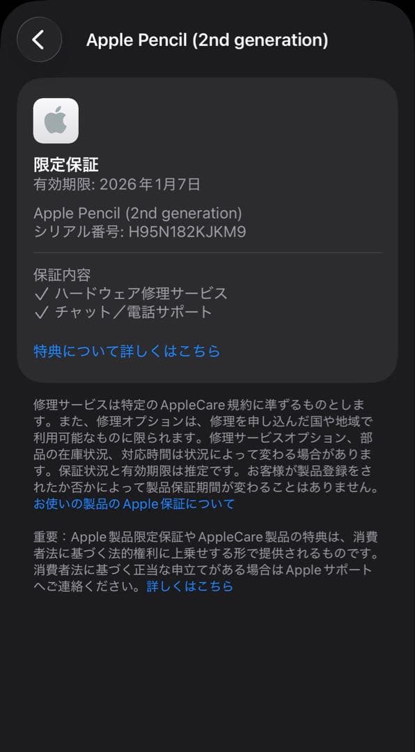 新品未開封　保証付き　2025年1月購入品　Apple Pencil 第2世代