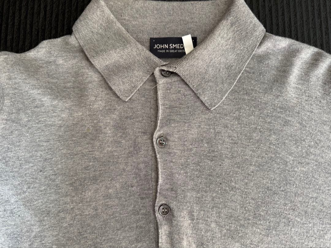 JOHN SMEDLEY グレー 長袖 シーアイランドコットンニットポロ