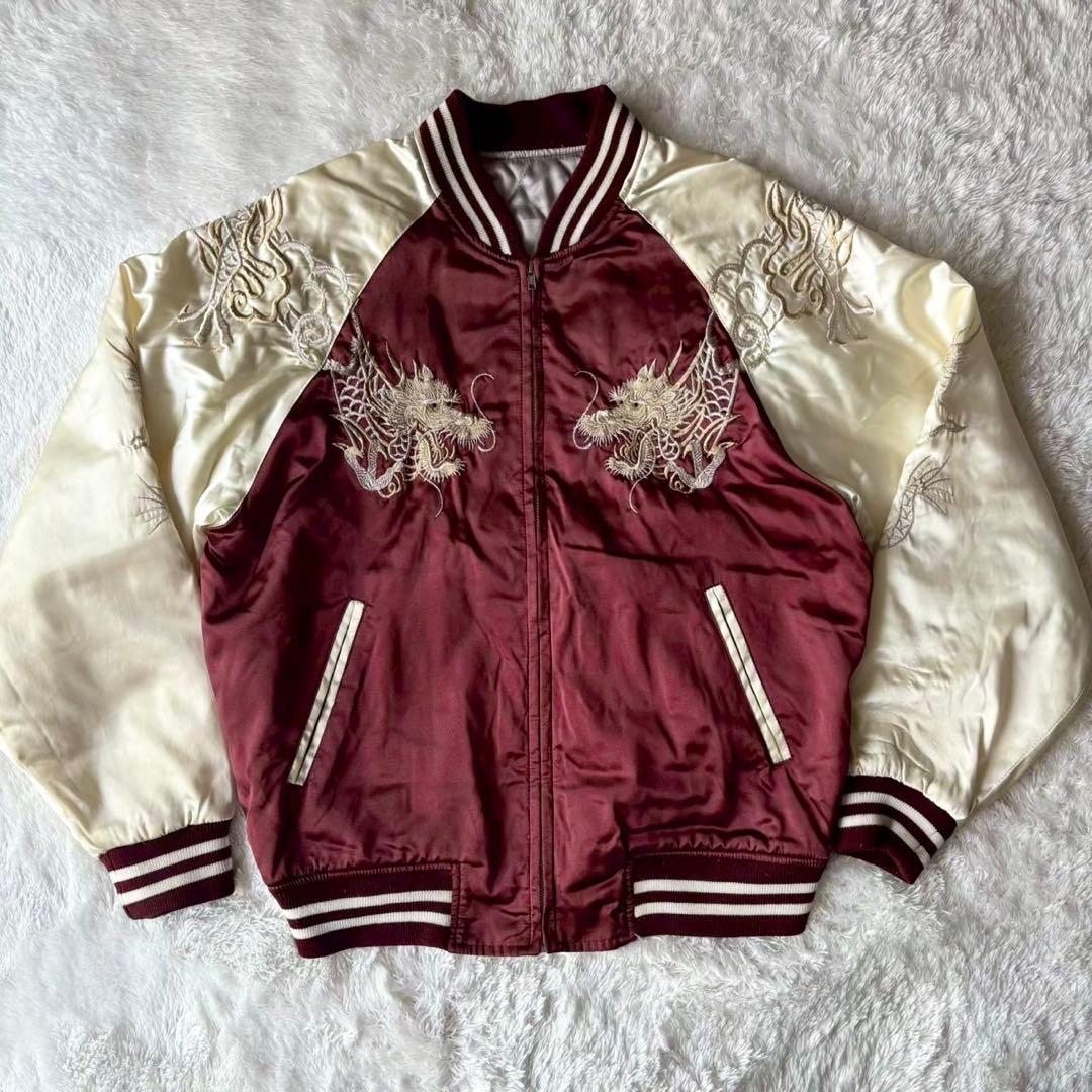 XLサイズ✨ホシヒメ スカジャン バック刺繍 ドラゴン 龍 キルティング レッド