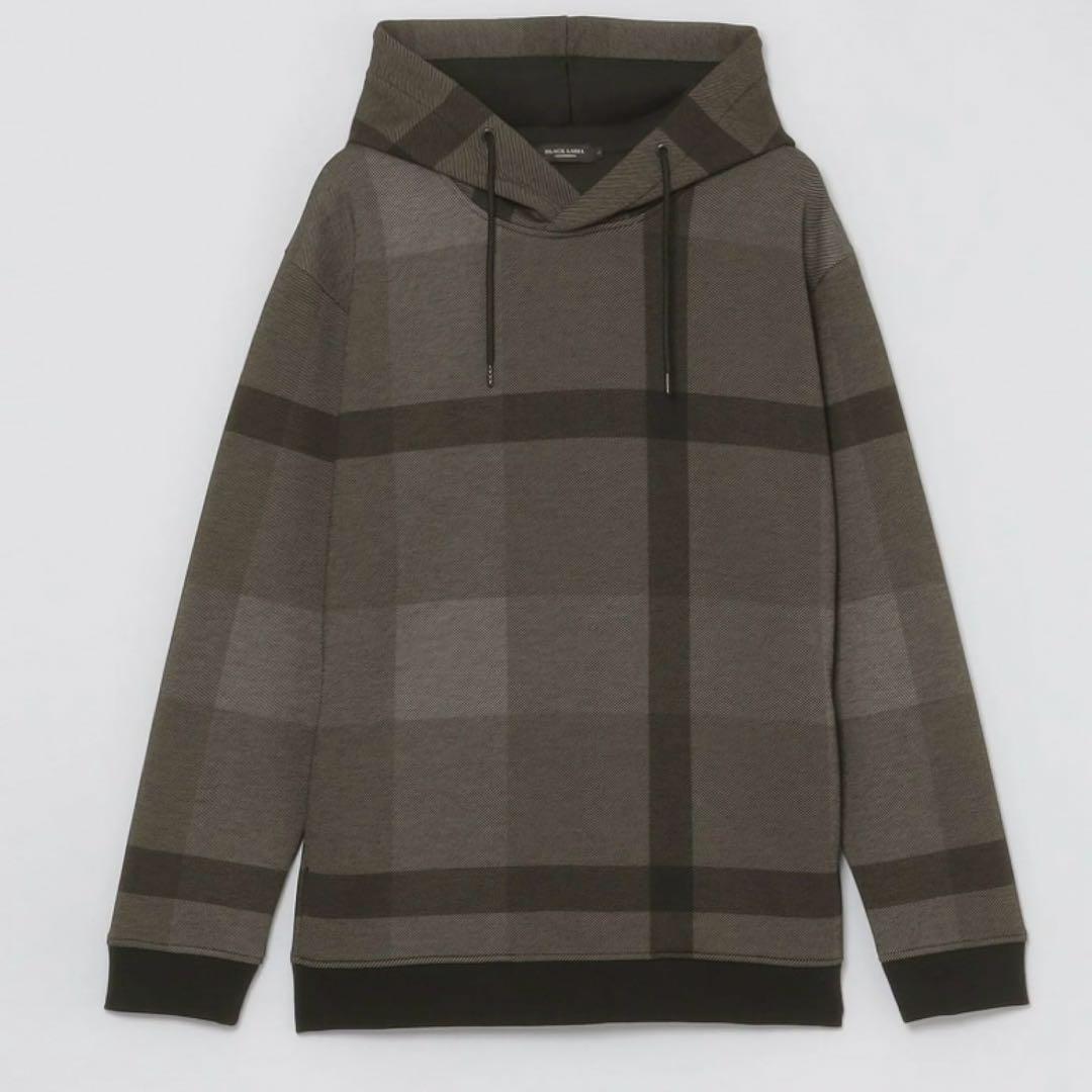 未使用に近い ブラックレーベルクレストブリッジ チェックフーディー パーカー