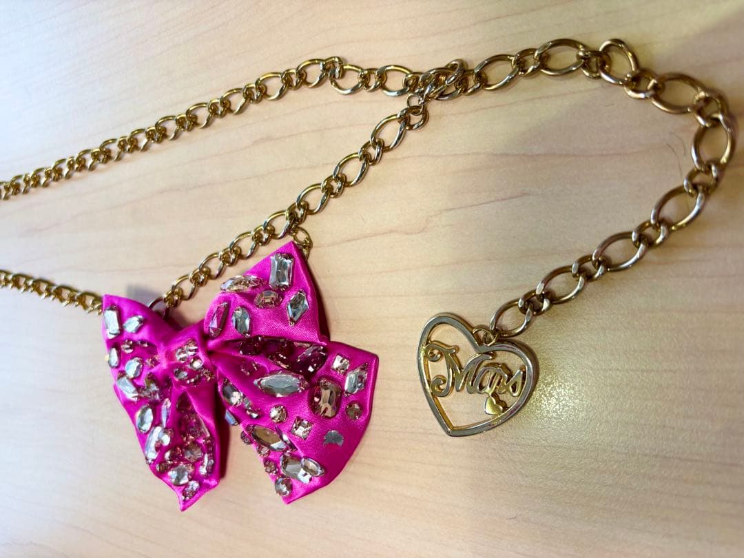 MARSキラキラビジュー付きピンクリボンチェーンベルトY2k平成女児