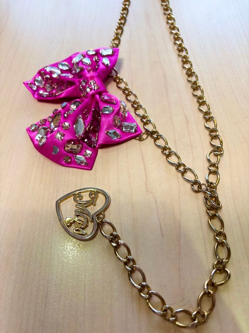 MARSキラキラビジュー付きピンクリボンチェーンベルトY2k平成女児