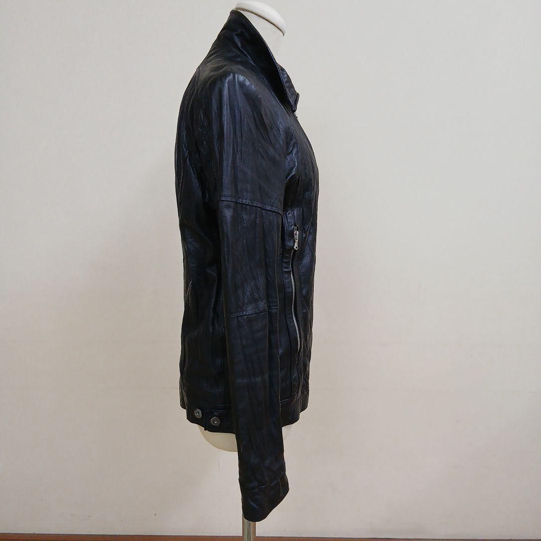 ジャックローズ襟付きシワ加工シングルライダース、サイズ4