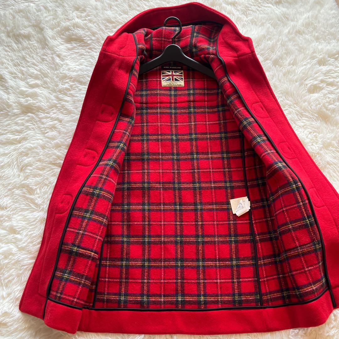 極美品　ロンドントラディション ダッフルコート 赤　イギリス製　チェック